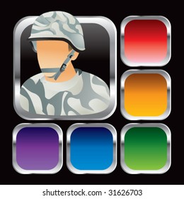 desert arm soldier on square colored web button