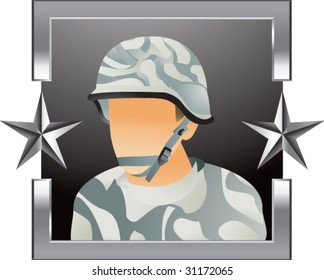 homem do exército do deserto no fundo da estrela