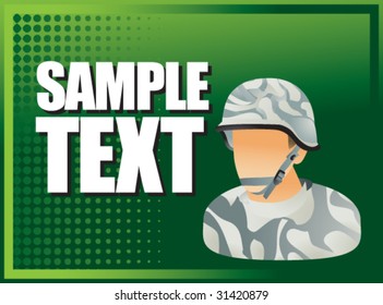 desert army soldier on green halftone banner