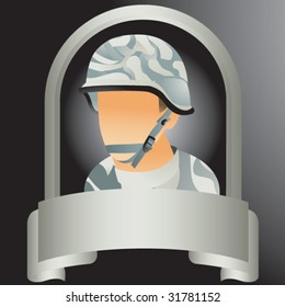 desert army soldier on silver display