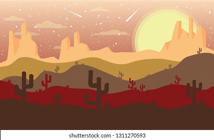 Desert background with cactus. Illustration 10 version