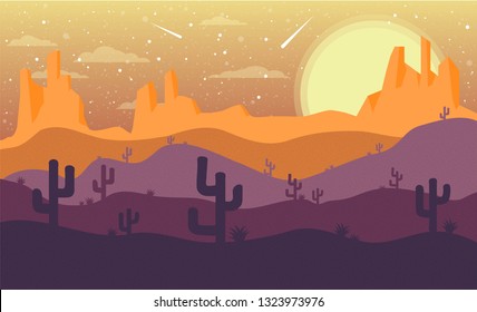 Desert background with cactus. Illustration 10 version