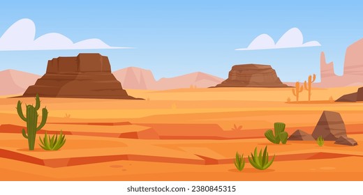 desert background. cartoon minimalistic dry wet desert mexican rocky background. vector cartoon flat background.