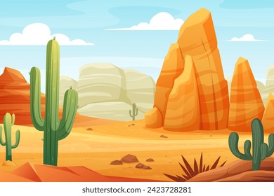 fondo del desierto. caricatura minimalista seco húmedo desierto mexicano fondo rocoso. fondo plano de dibujos animados vectoriales.