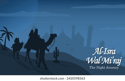 Desert background of Isra Miraj Islamic Day celebration