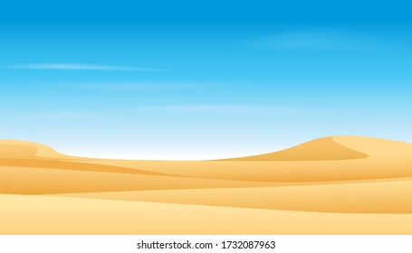 Desert and blue sky. Vector illustration of landscape background