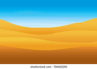 Desert and blue sky. Vector illustration of landscape background