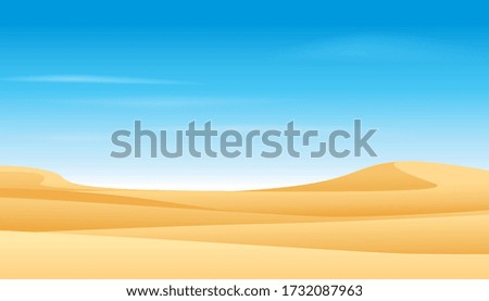 Desert and blue sky. Vector illustration of landscape background