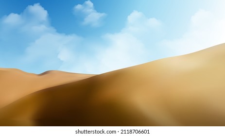desert with blue sky and white clouds