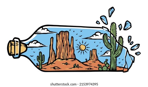 Desert in a bottle illustration