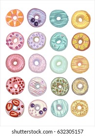 Desert, breakfast, food, vector illustration, donuts