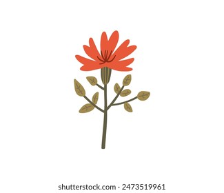 Wüste helle Blume im flachen Stil. Handgezeichnete Vektorillustration.