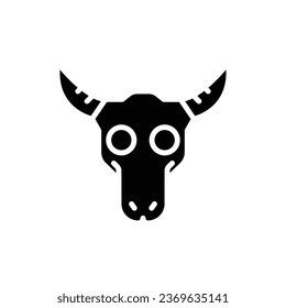 Desert Bull Skull Filled Icon Vector Illustration
