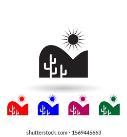 Desert and cacti multi color icon. Simple glyph, flat vector of landscape icons for ui and ux, website or mobile application