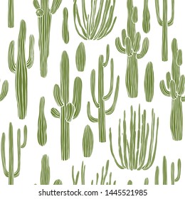 Desert cacti. Vector  seamless pattern.