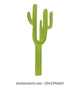 Cactus del desierto en diseño plano. Suculenta verde con púas y espinas. Ilustración vectorial aislada.