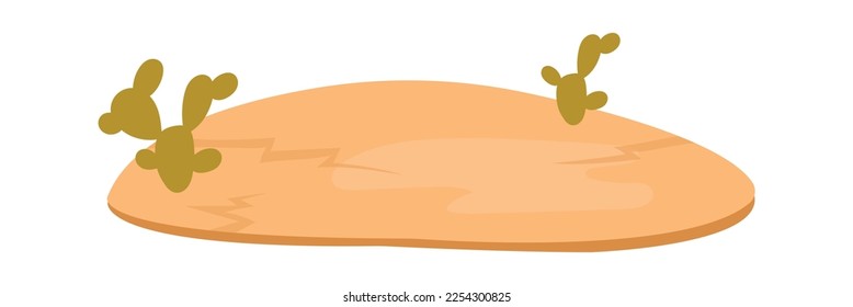 Desert with cactus flat icon Natural disaster. Vector illustration
