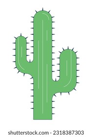 Cactus del desierto color de línea plana objeto vector aislado. Suculenta planta. Cactaceae. Cactus de Saguaro. Imagen editable de imágenes prediseñadas sobre fondo blanco. Dibujo gráfico de esquema simple para diseño web