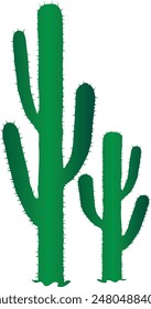 Desert cactus flat line color isolated vector object Succulent plant Cactaceae Saguaro cactus