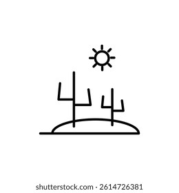Desert cactus icon black and white vector sign