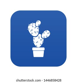 Desert cactus icon blue vector isolated on white background