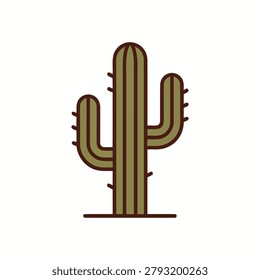 Desert Cactus Icon Containing arid landscape plant, desert environment theme, and nature atmosphere
