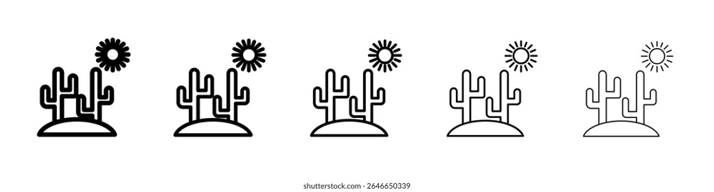 Icono de cactus del desierto logotipo de contorno simple plano