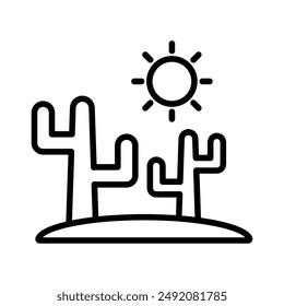 Desert cactus icon linear logo mark in black and white