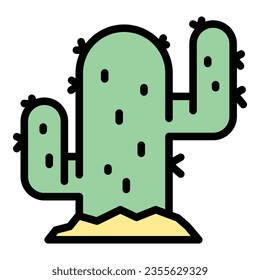 Desert cactus icon outline vector. Arab landscape. Arabic egypt color flat