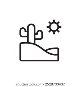 Icono de cactus del desierto Vector de contorno para el Web ui