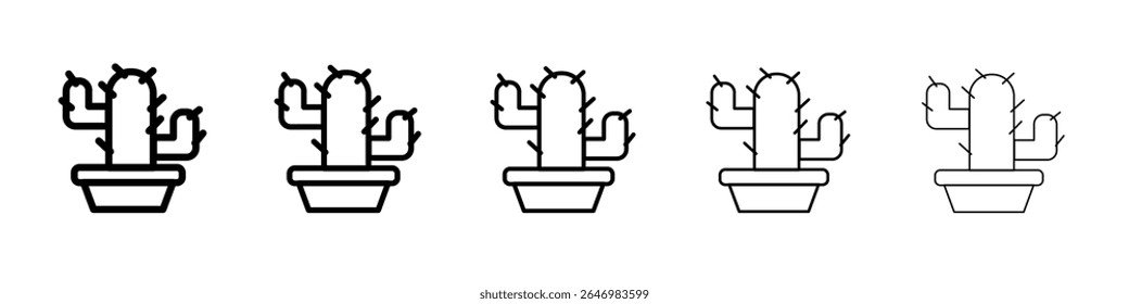 Desert cactus icon thin flat outline style vector sign