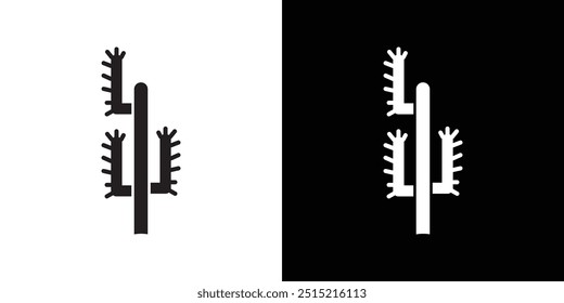 Desert cactus icon Thin line flat illustration
