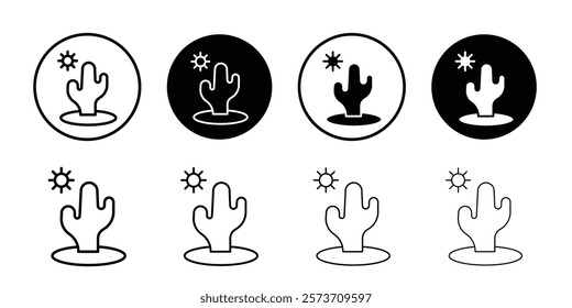 Desert cactus icon Thin line art isolated