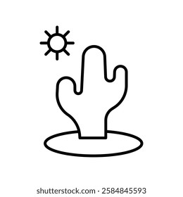 Desert cactus icon Thin line art isolated