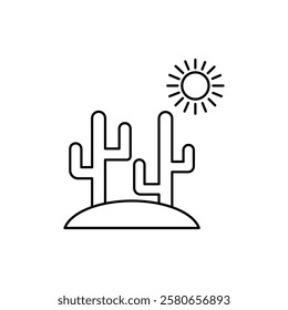 Desert cactus icon Vector logo set flat