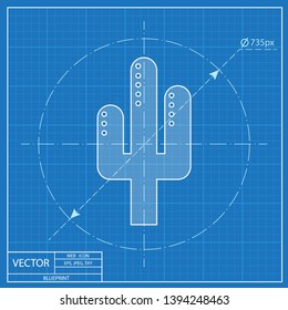 Desert cactus illustration. Plants vector blueprint icon 