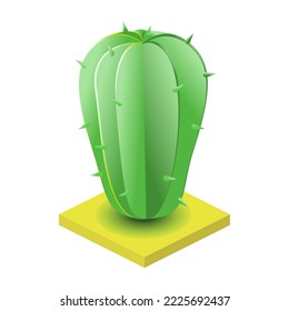 Desert cactus landscape icon in isometric 3d style isolated on white background. Nature symbol