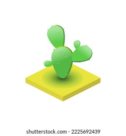 Desert cactus landscape icon in isometric 3d style isolated on white background. Nature symbol