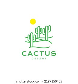 desert cactus lines abstract logo design