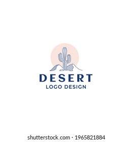 Desert, cactus logo retro hipster hand drawn style vector illustration