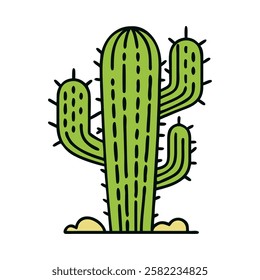Desert cactus with multiple arms isolated vector