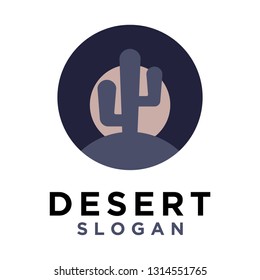 desert cactus night logo icon designs vector