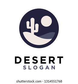 desert cactus night logo icon designs vector