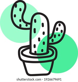 Cactus del desierto en una olla, ilustración, vector sobre fondo blanco.