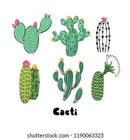 Desert Cactus print design, hand drawn illustration