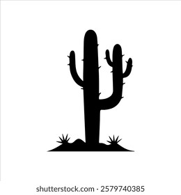 Desert cactus silhouette vector illustration design on white background.