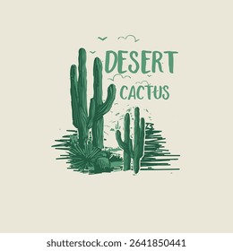 Desert Cactus vector graphic illustration