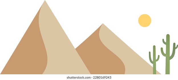 desert with cactus vector illustration