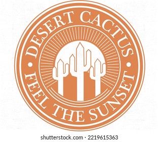 Diseño de camisetas vectoriales de cactus del desierto.
