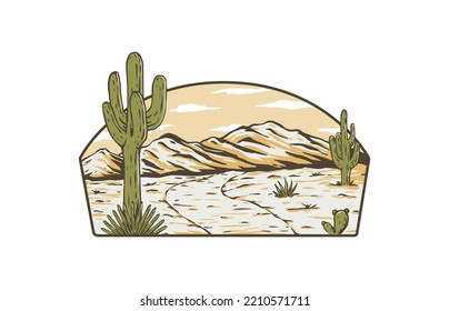 desert and cactus  vintage illustration